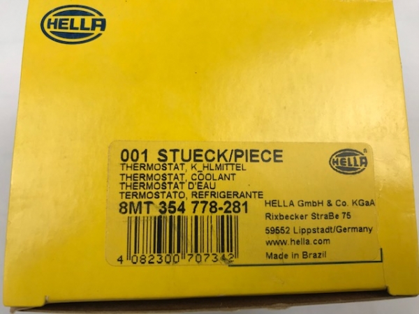 Hella 8MT354778281 Thermostat opening temperature 71 degrees suitable for MERCEDES-BENZ